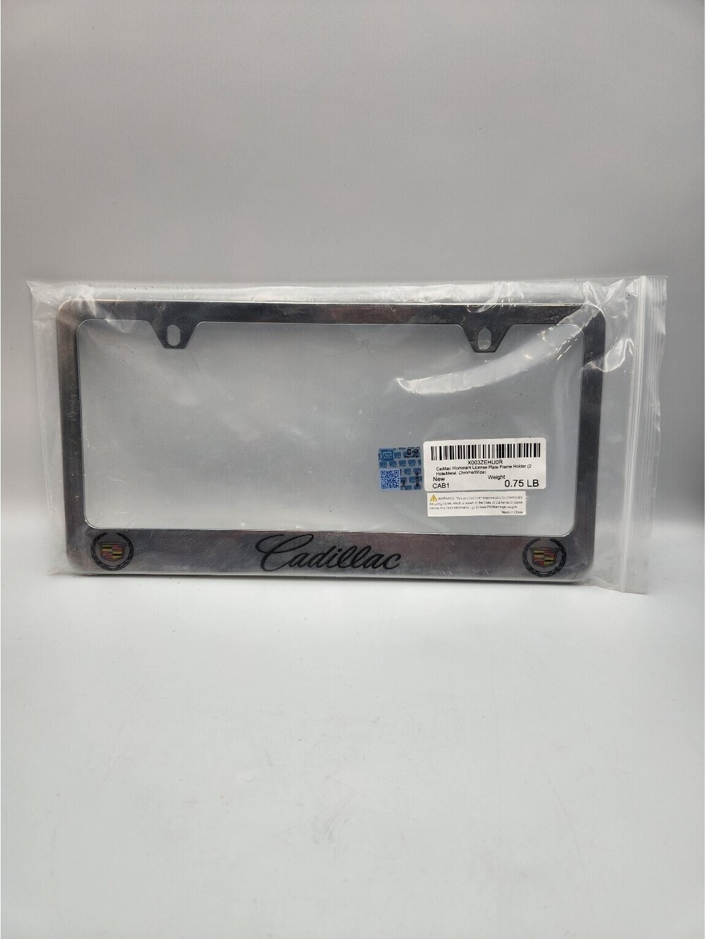 New Cadillac Workmark Logo Script Chrome Metal License Plate Frame Holder - Q1